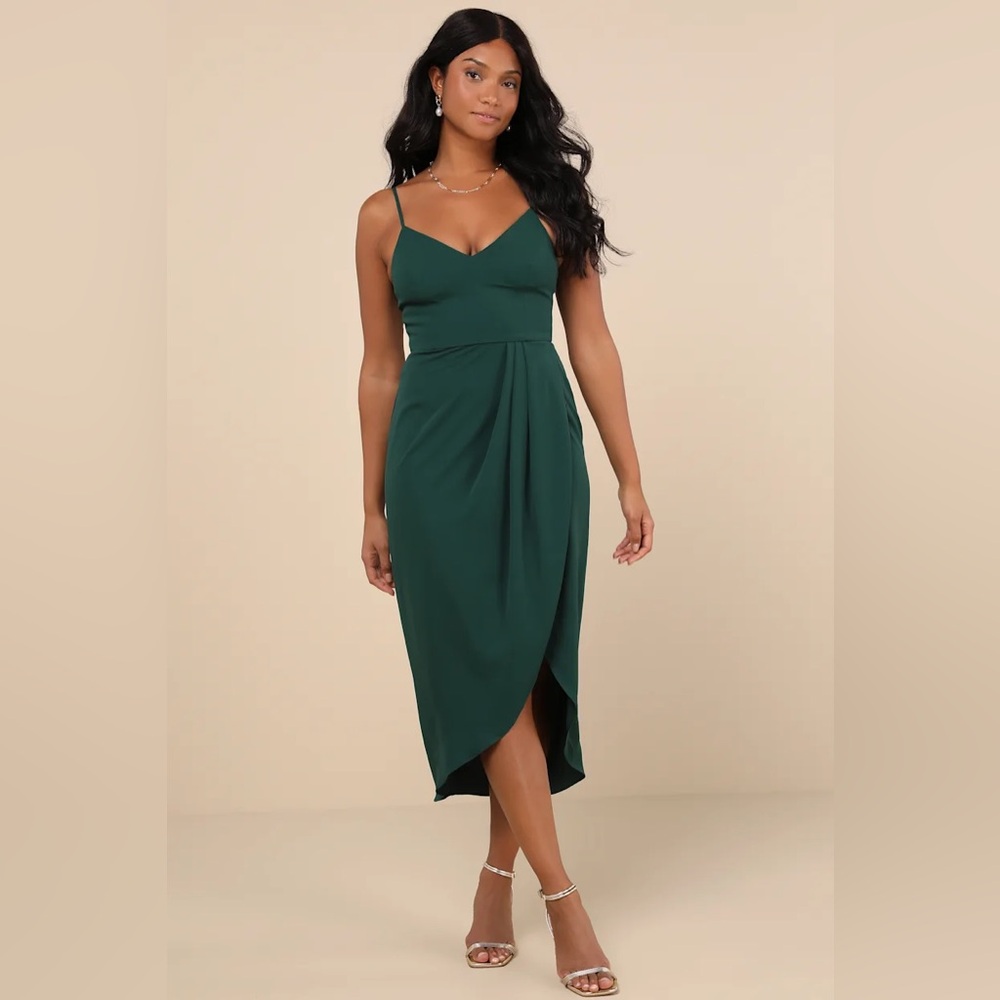 Lulu's NWT Dark Green Midi Dress L